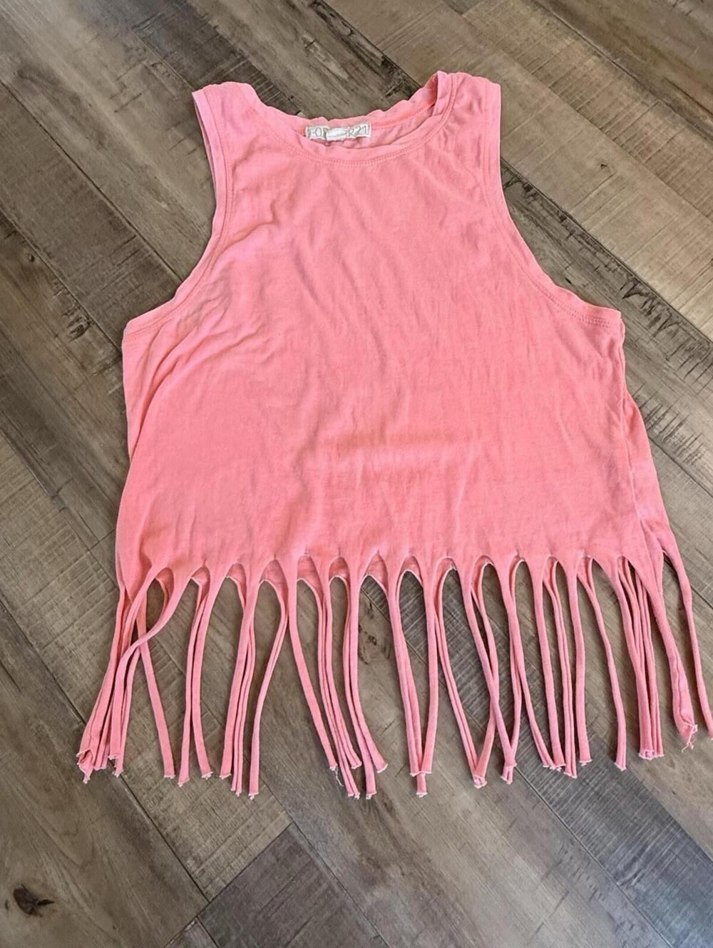 Forever 21 Hot Pink Fringe Tank Sz Small